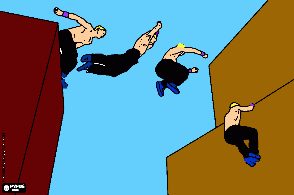 Parkour, salto urbano, la leche para colorear