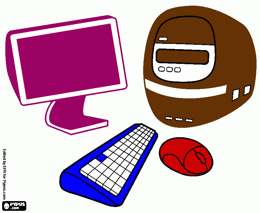 partes de la computadora  para colorear