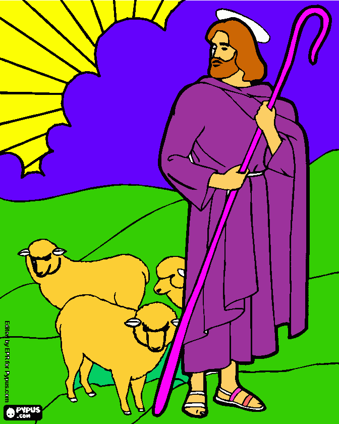 PASTOR CON SUS OVEJAS para colorear
