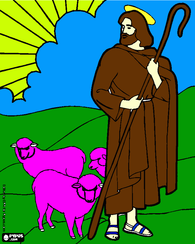 Pastor y Oveja para colorear