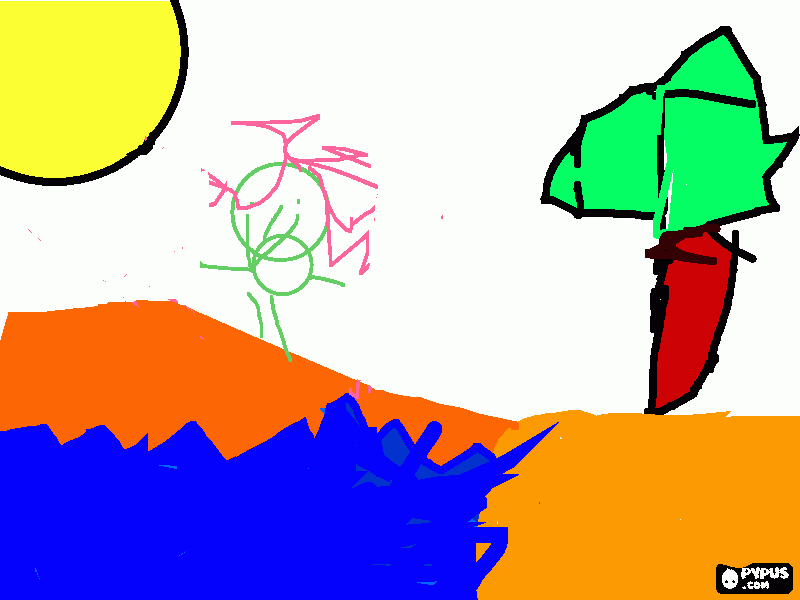 Pato en la playa para colorear