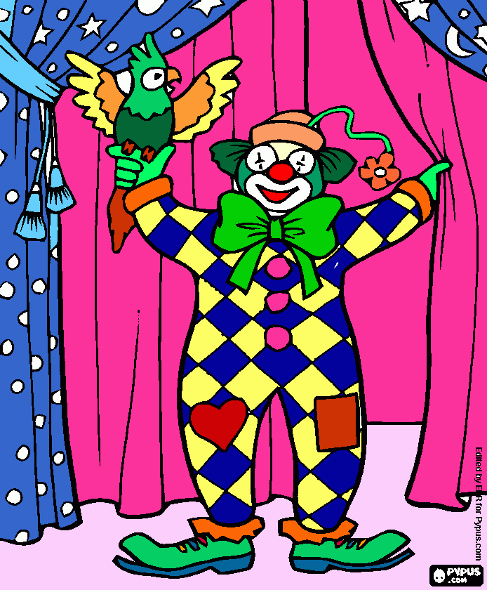 Payaso y loro para colorear