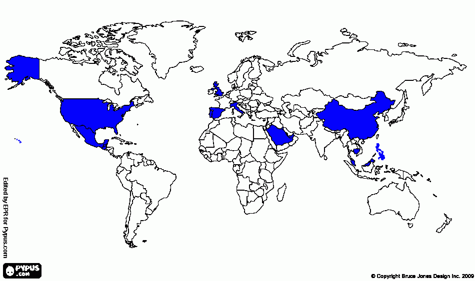 Países con presencia de Neck and Neck para colorear