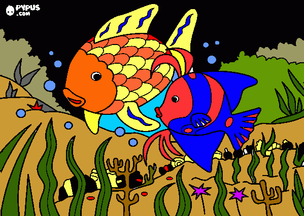 Peces en el fondo del mar para colorear