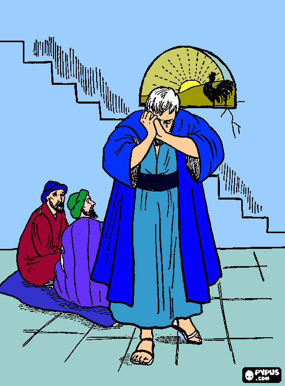 Pedro niega a Jesus para colorear
