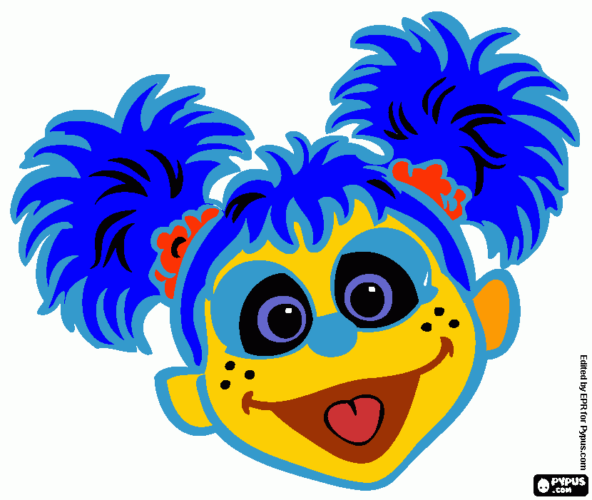 pelo azul,piel amarilla, orejas naranjas para colorear