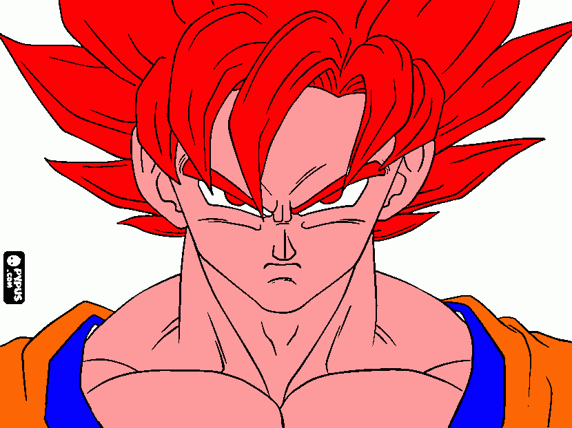 PELO ROJO,SE LLAMA SON GOKU,ES FUERTE. para colorear