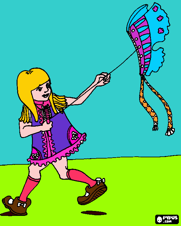 pelo rubio com volantin para colorear