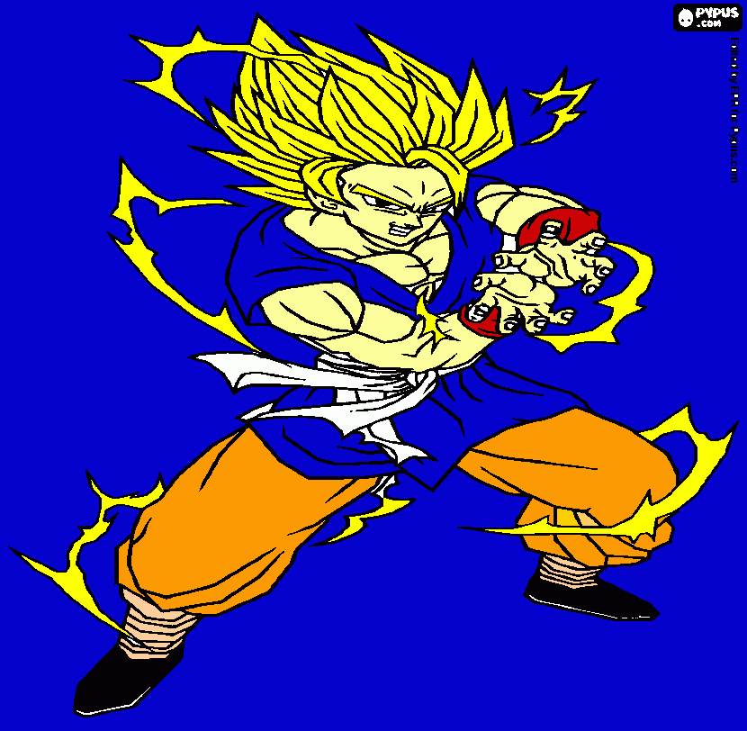PELO RUBIO Y ES GOKU para colorear