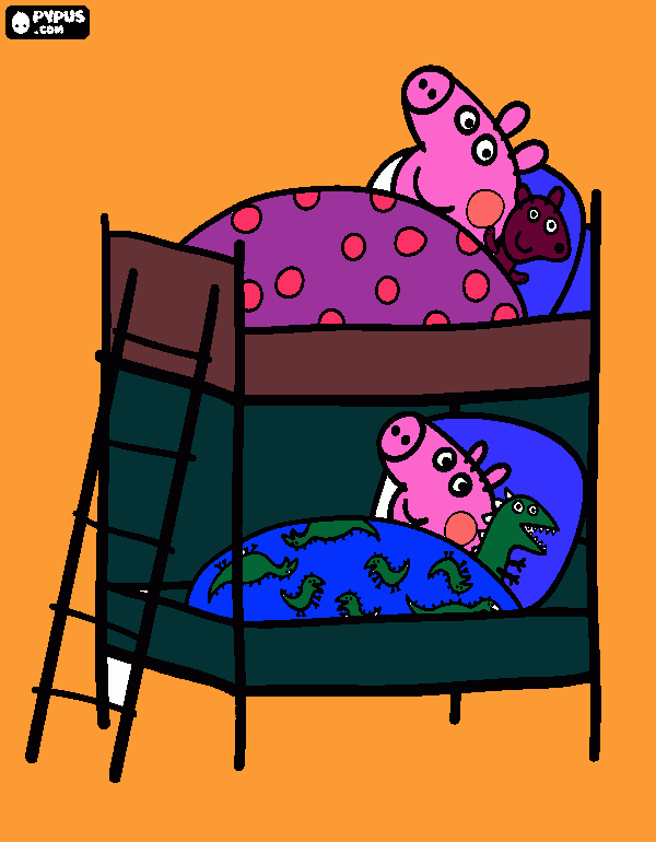 pepa en la cama con jorce para colorear