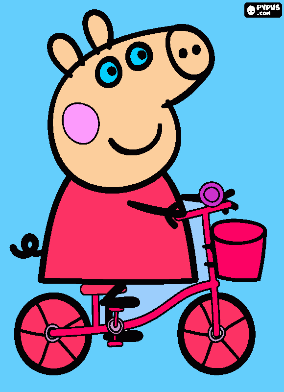 pepa en su  bicicleta para colorear