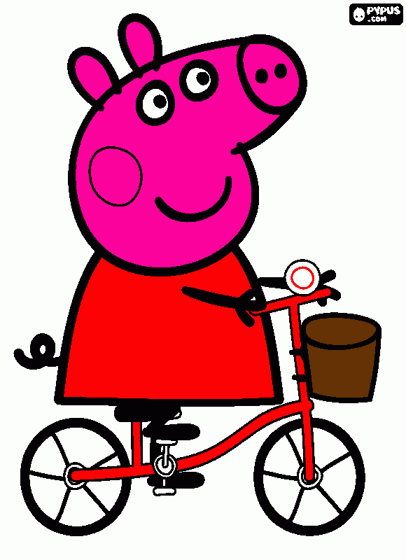 pepa pig en su bicicleta para colorear