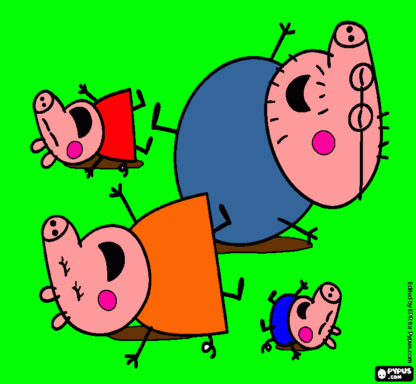 pepa y yors y papa cerdito y mama cerdita para colorear