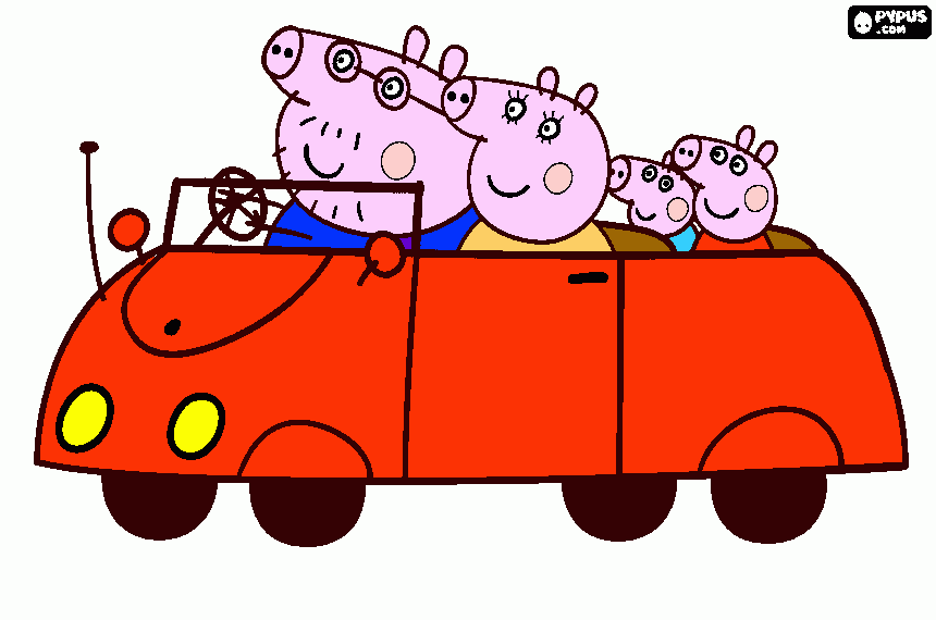 PEPPA EN AUTO para colorear