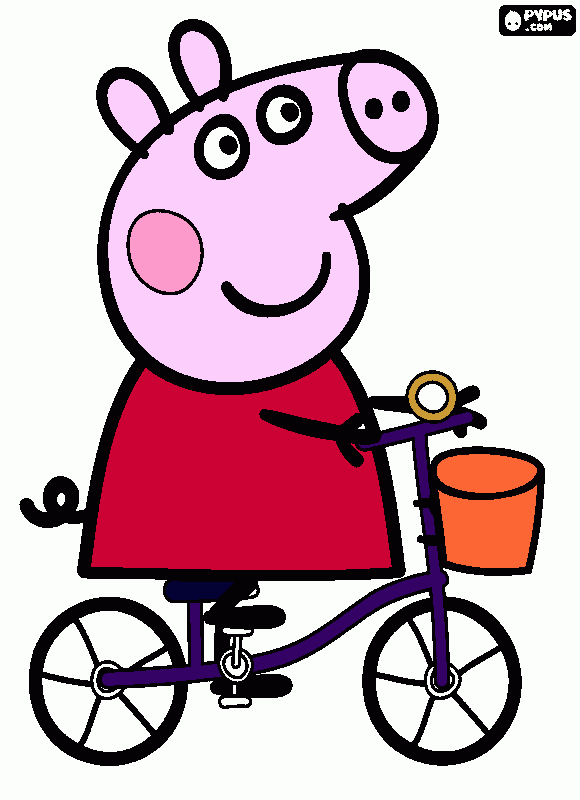 peppa en bicicleta  para colorear