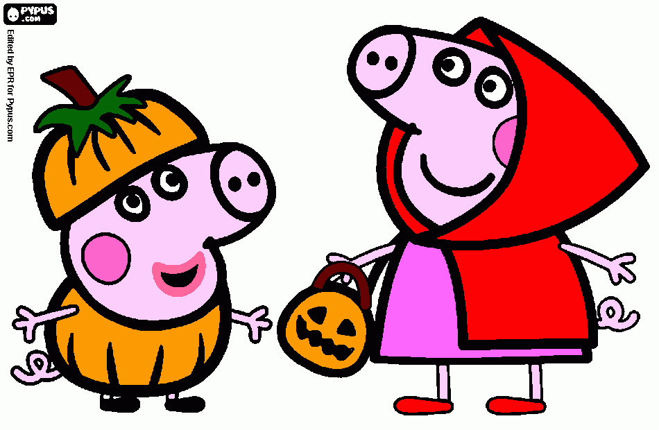 peppa en halloben para colorear