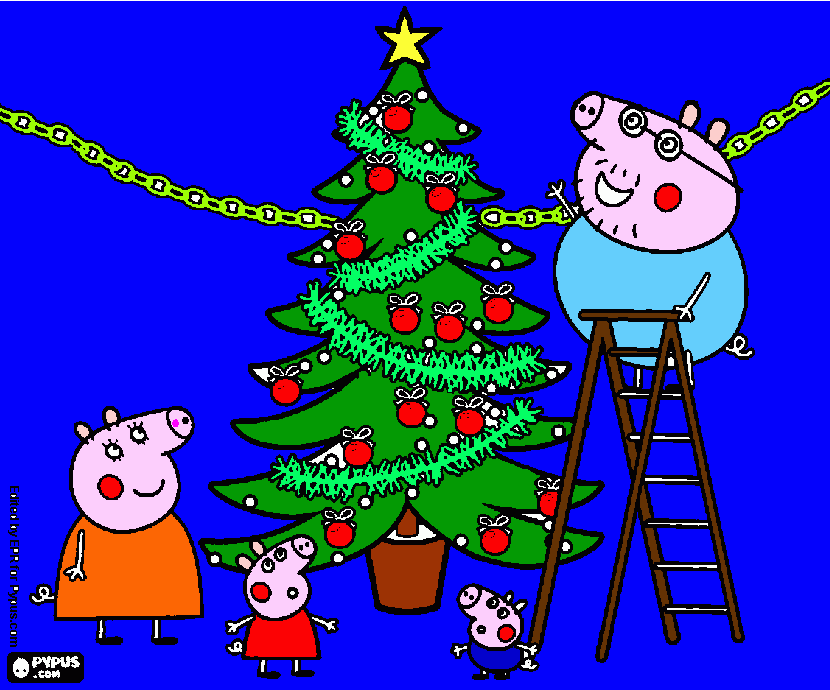 peppa en navidad para colorear