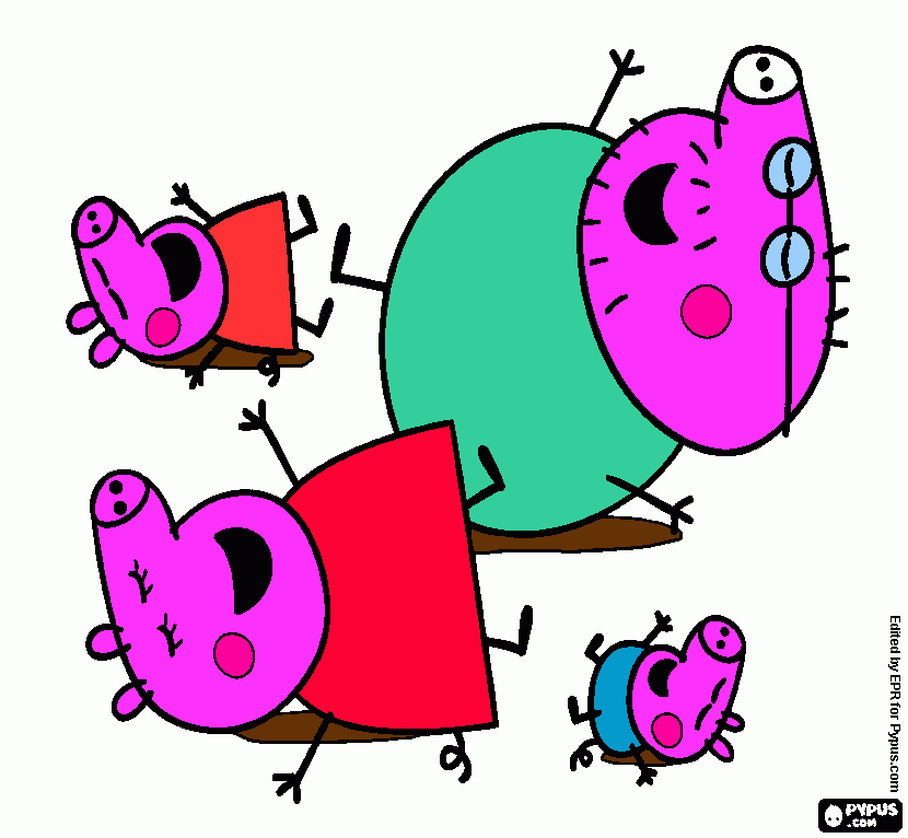 peppa la familia para colorear
