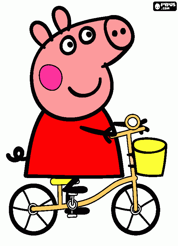 peppa montando bicicleta para colorear