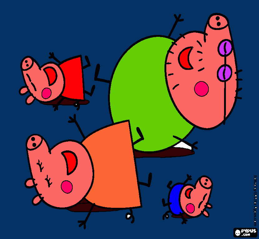 peppa pig saltando en los charcos de lodo para colorear