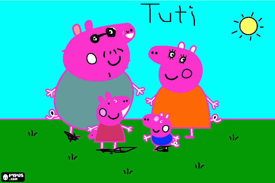 Peppa pintura mama cerdita, papá cerdito y George para colorear