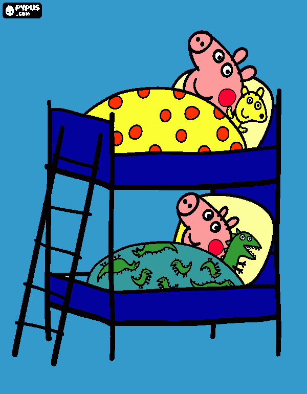 peppa y george en la cama para colorear