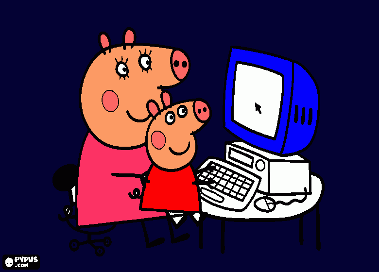 peppa y mama cerdita para colorear