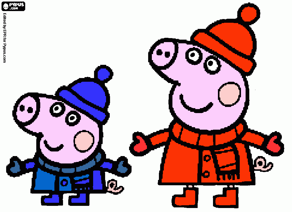 peppa y su hermano para colorear