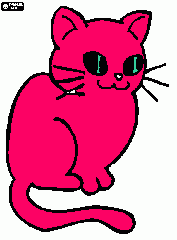 pequeño gato de grandes ojos i larga cola para colorear