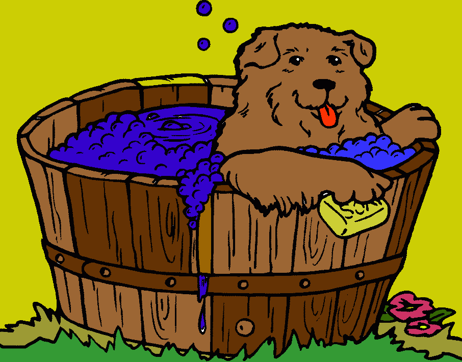perrito bañandose para colorear