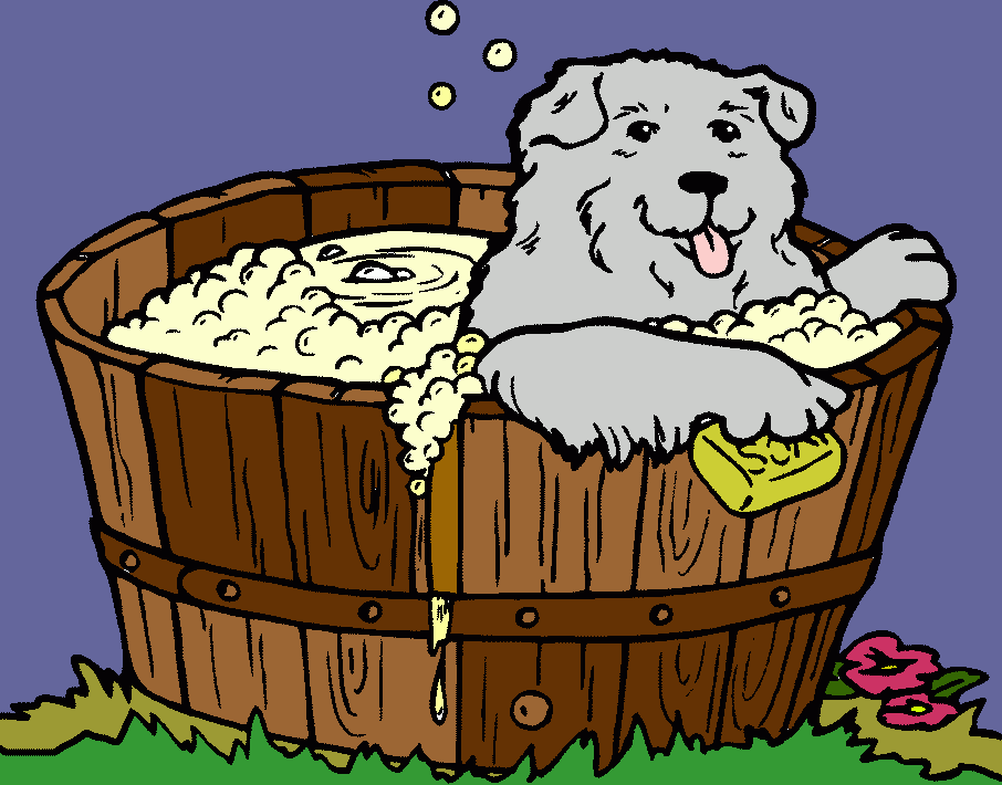 perro bañandose para colorear