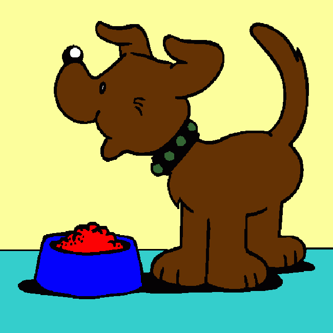perro  comiendo para colorear
