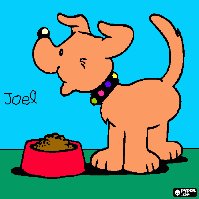 perro comiendo para colorear