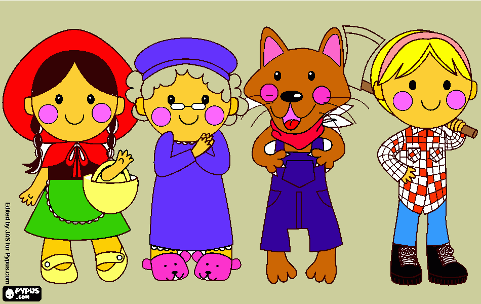 personajes del cuento caperucita para colorear