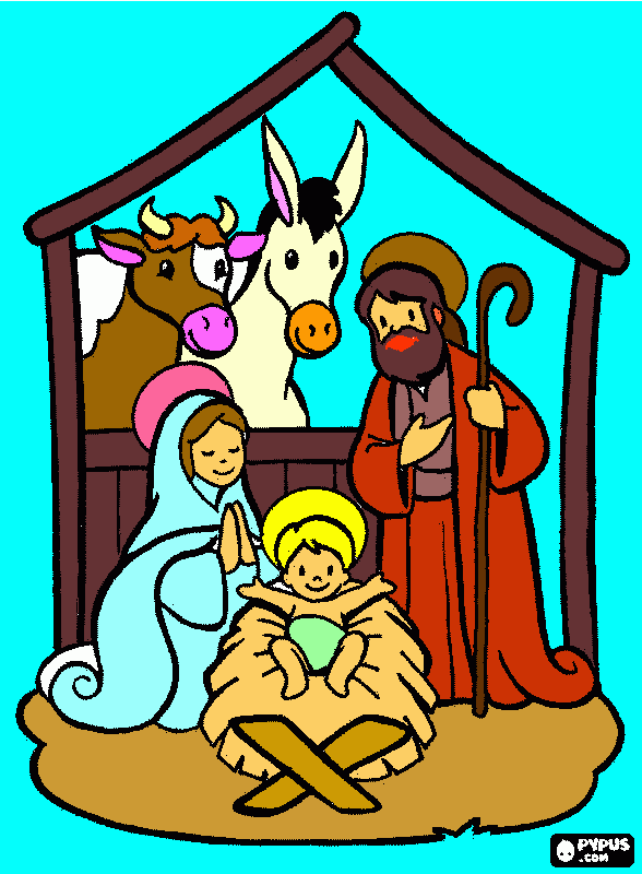 pesebre belen maria jose para colorear