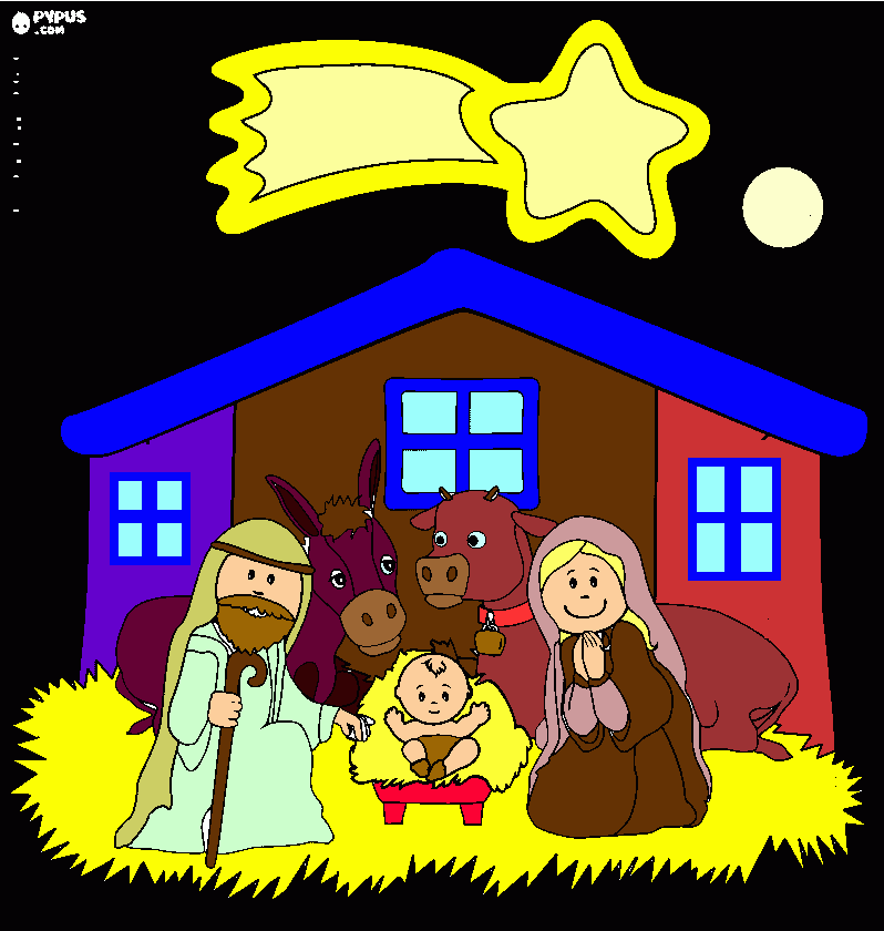 Pesebre chulo para colorear