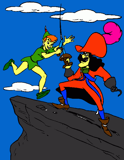 peter pan y garfio para colorear