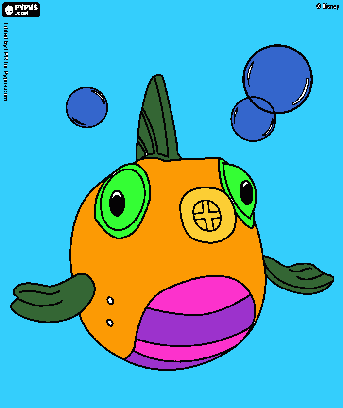 pez   globo  chillon para colorear