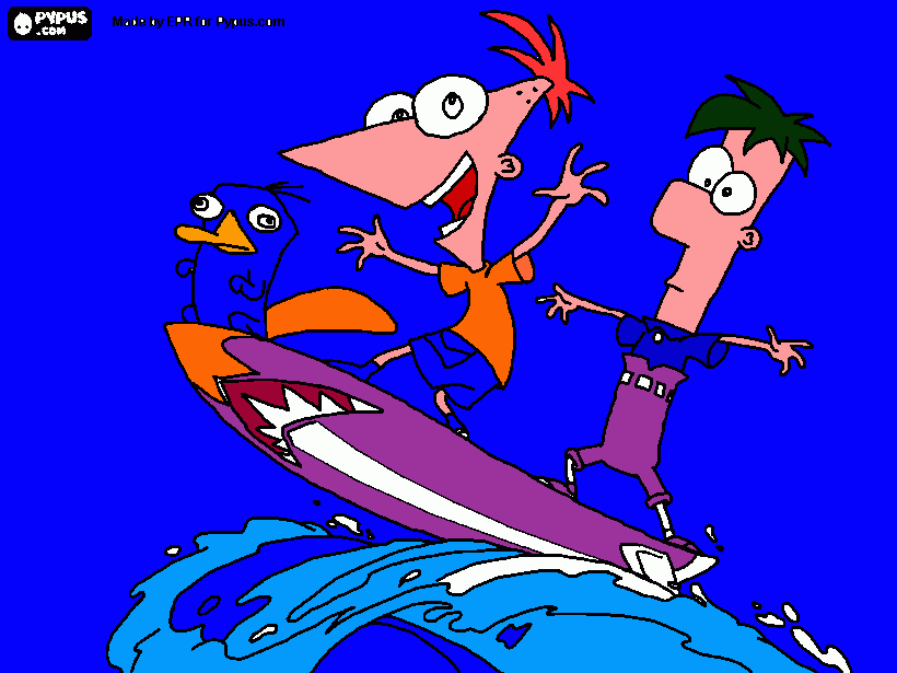 phineas,ferb y perri para colorear