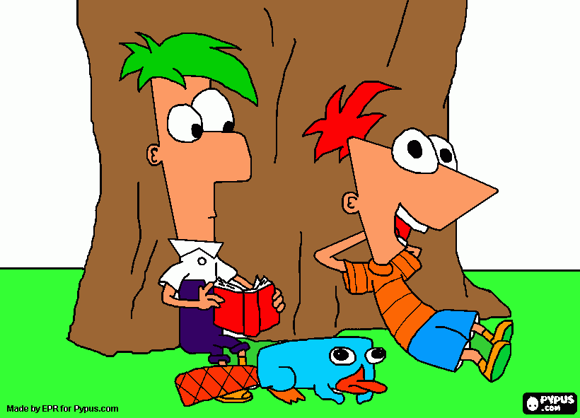 phinias y fer y perri para colorear