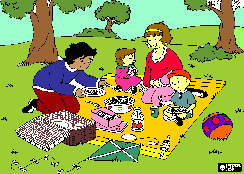 pic nic familia para colorear