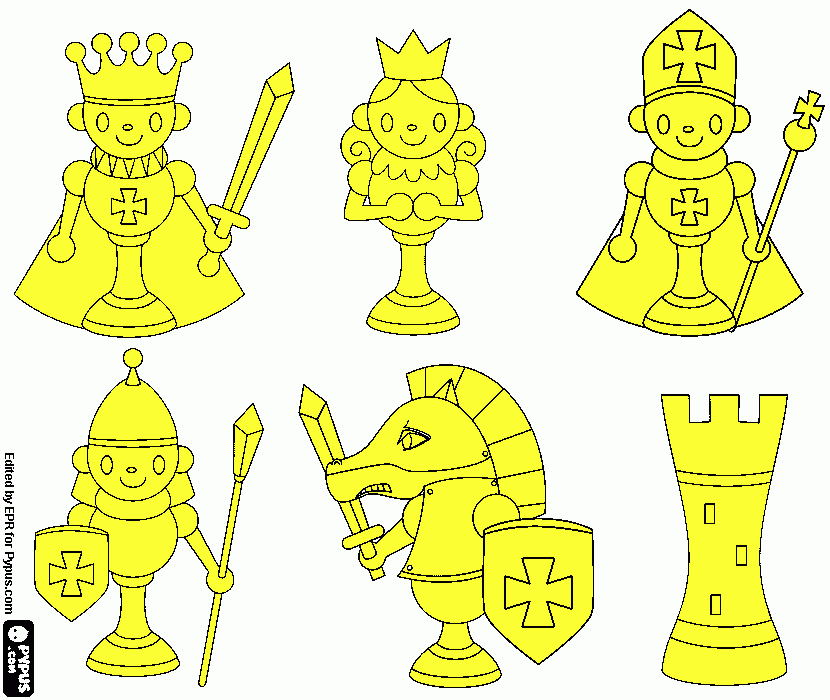 piezas de ajedres para colorear