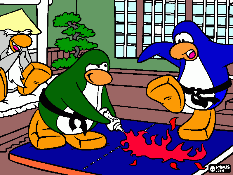 pinguinos peleando para colorear