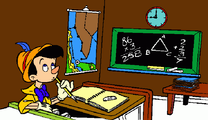 PINOCHO EN LA ESCUELA para colorear