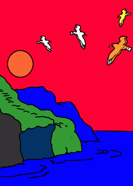 pintando gaviotas para colorear
