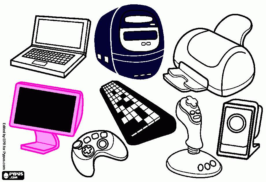 pintando partes de la computadora para colorear