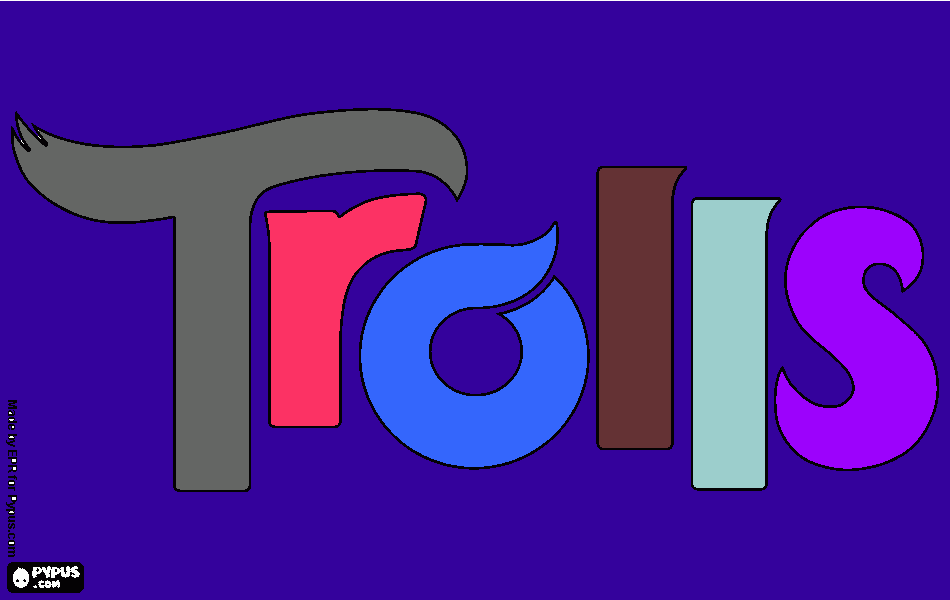 pintar el logo ´´trolls´´ para colorear