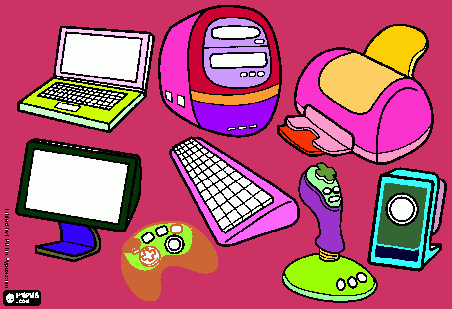pintar los accesorios de la computadora para colorear