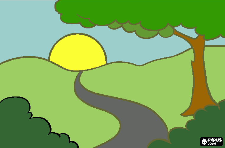 Pintura paisaje para colorear
