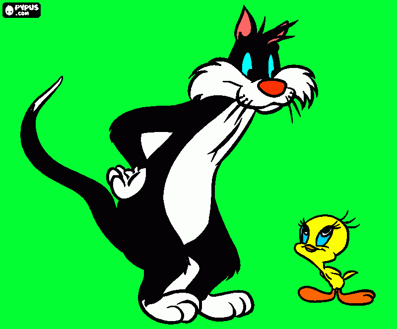 piolin y silvestre para colorear